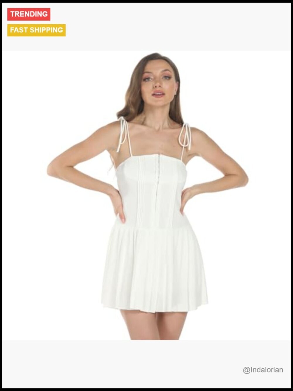 Backless Strappy Halter Dress, Lightweight Fabric, Adjustable Spaghetti Straps - Picture 6 of 7